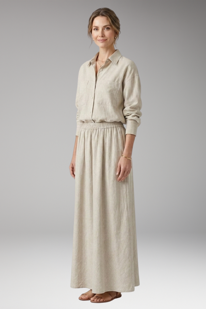 Women's Two-Piece Set with Maxi Skirt and Oversized Top