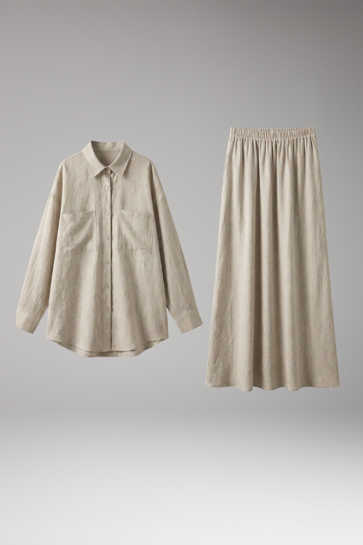 Women's Two-Piece Set with Maxi Skirt and Oversized Top
