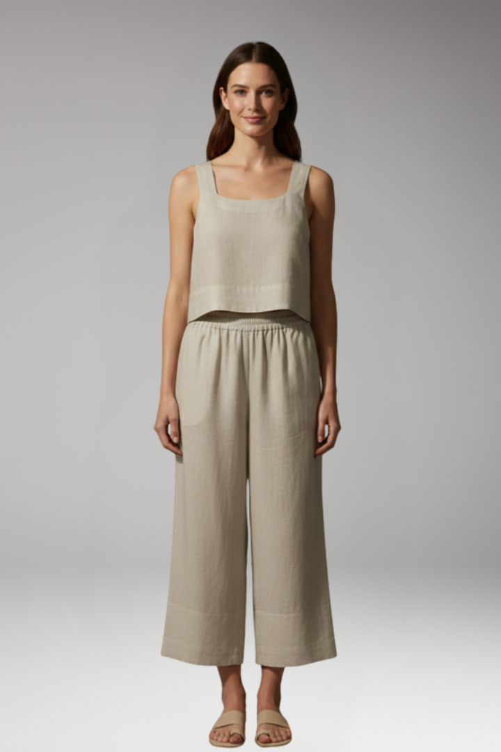 Women's Two-Piece Set with Sleeveless Top