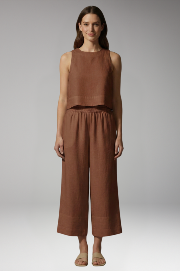 Women's Two-Piece Set with Sleeveless Top