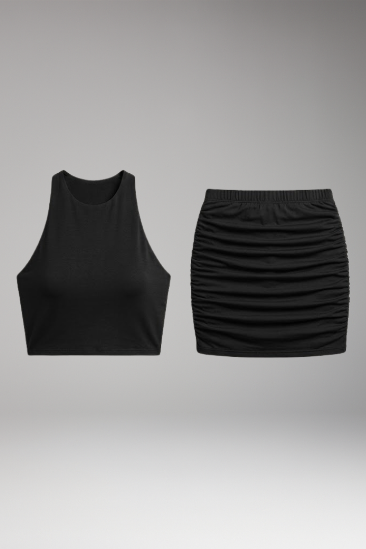 Women's Two-Piece Set with Sleeveless Top and Fitted Skirt