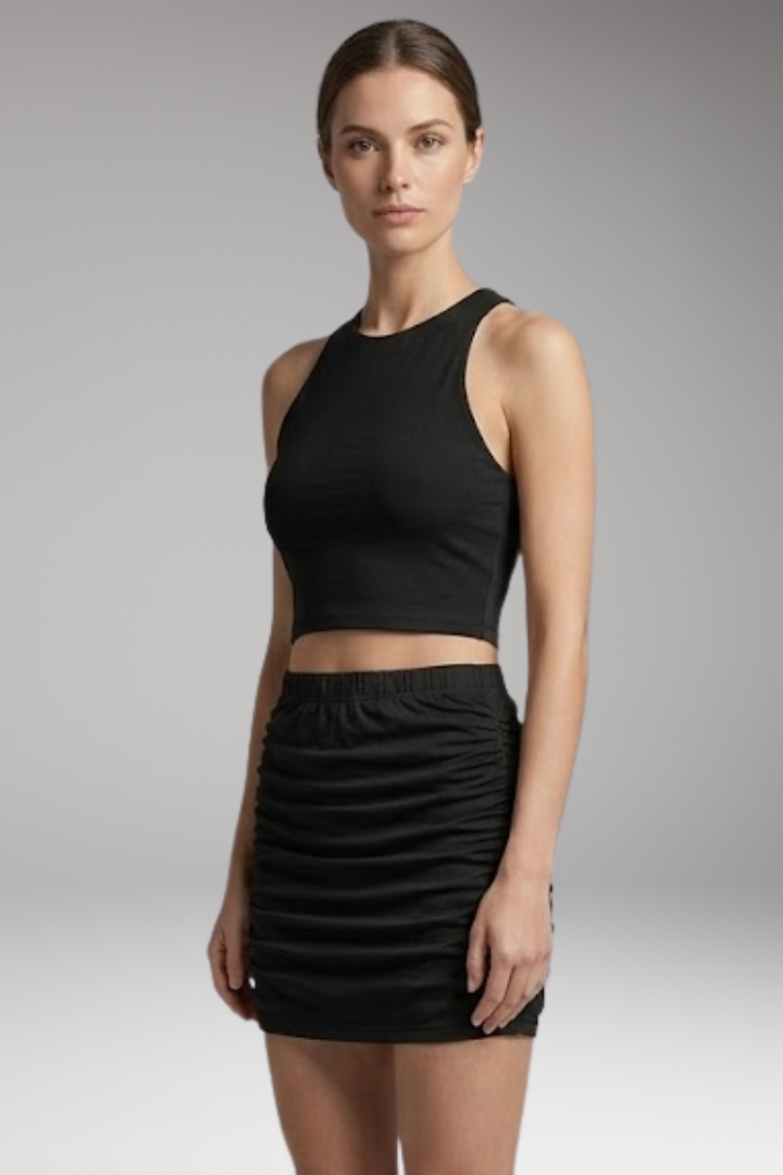 Women's Two-Piece Set with Sleeveless Top and Fitted Skirt