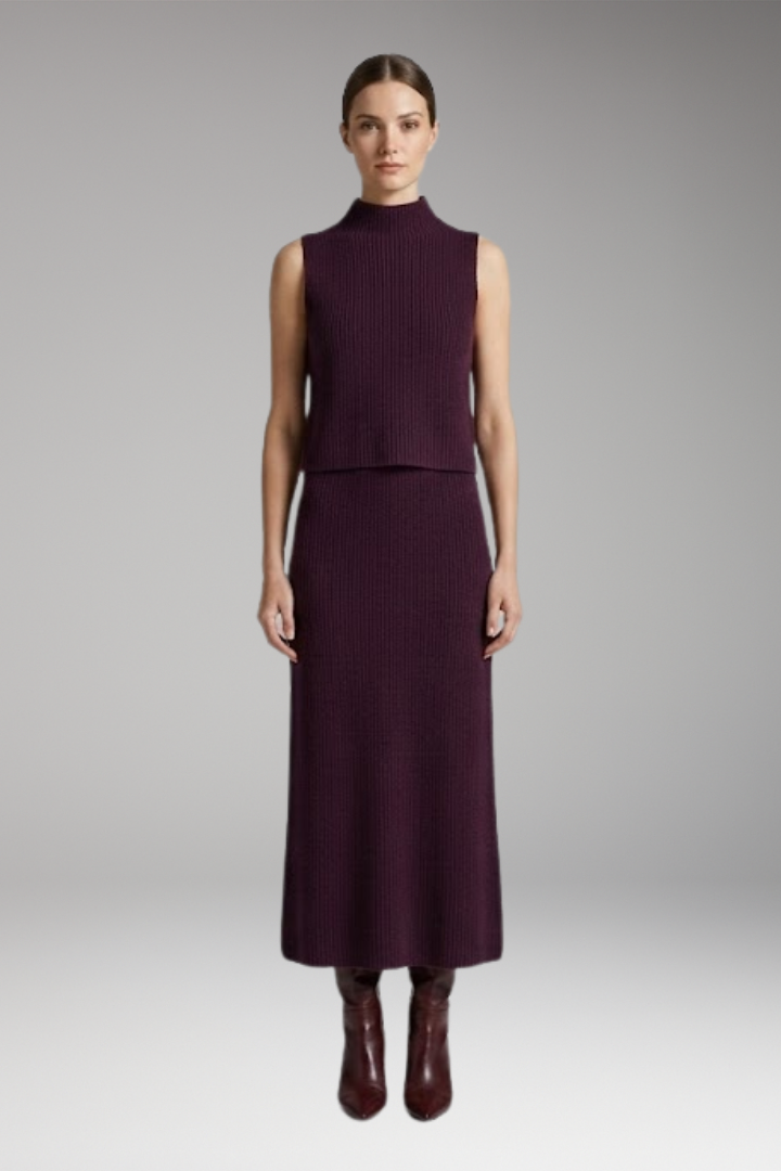 Women's Two-Piece Set with Sleeveless Top and Skirt