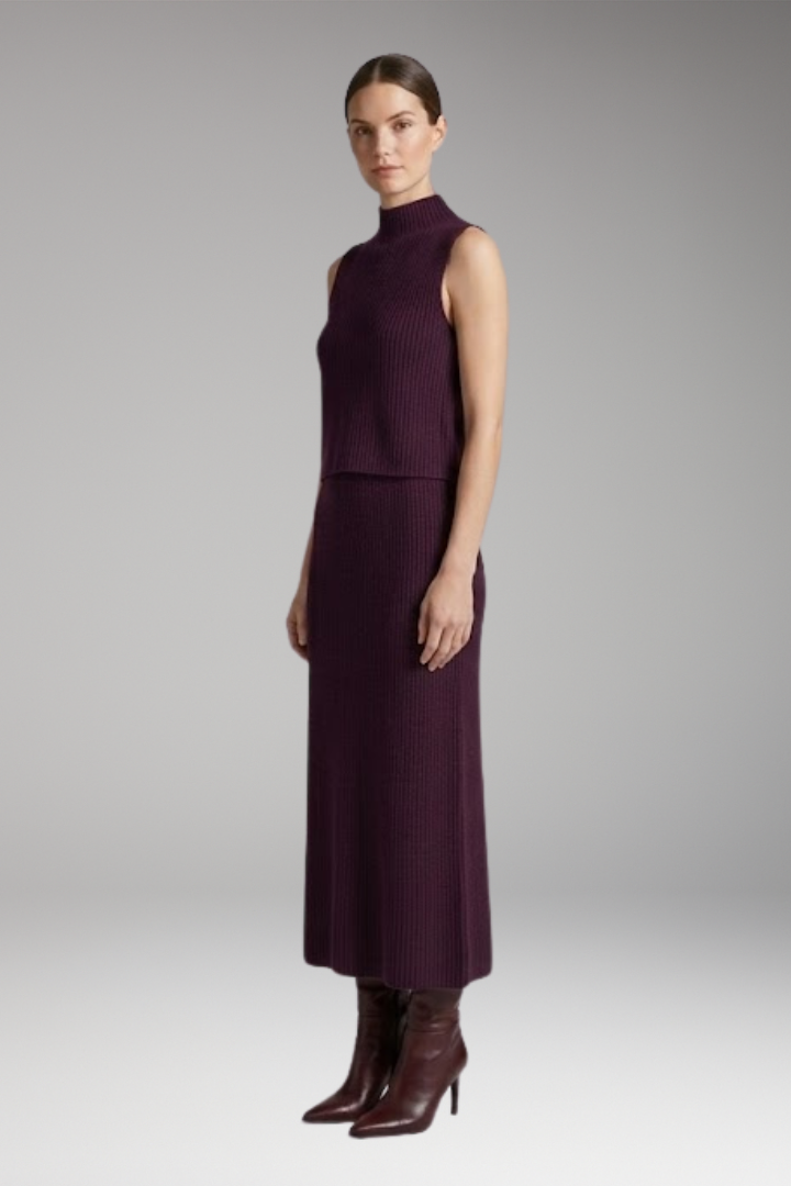 Women's Two-Piece Set with Sleeveless Top and Skirt