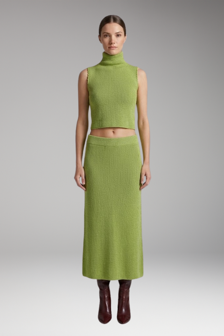 Women's Two-Piece Set with Sleeveless Top and Skirt