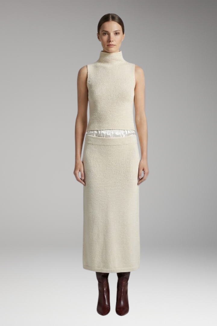 Women's Two-Piece Set with Sleeveless Top and Skirt