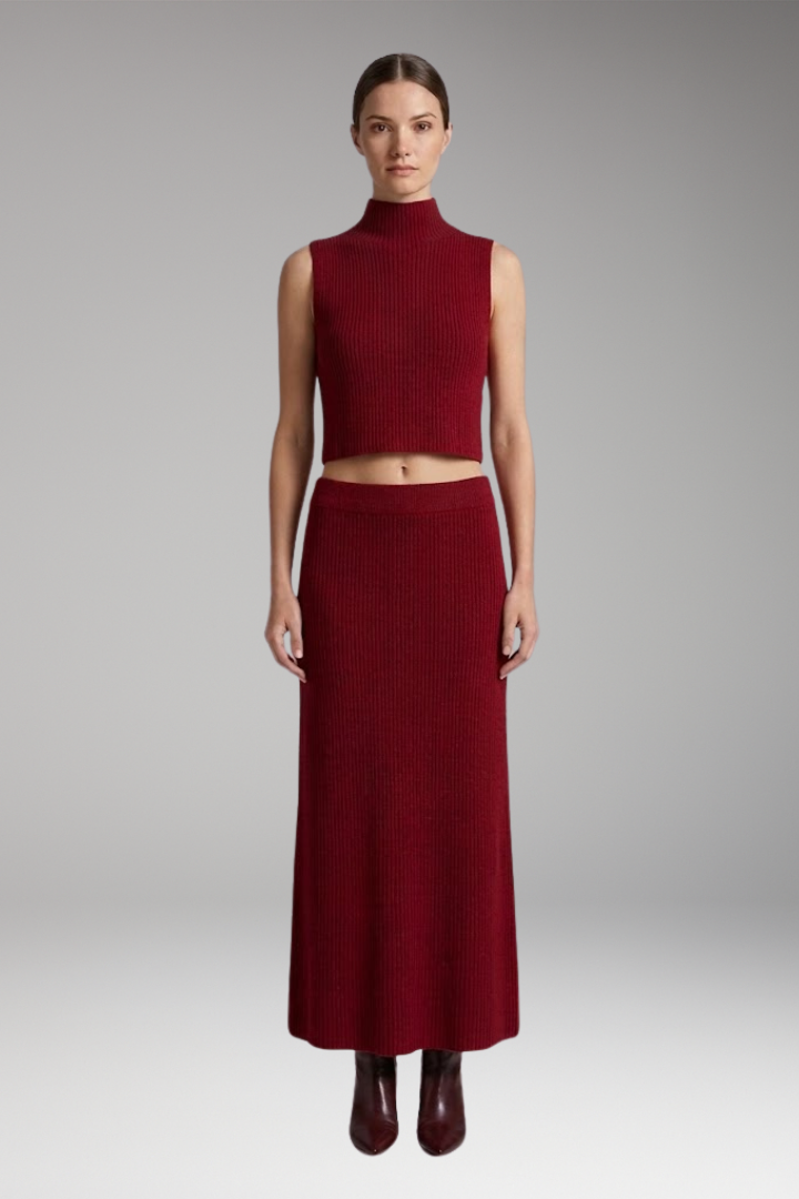 Women's Two-Piece Set with Sleeveless Top and Skirt