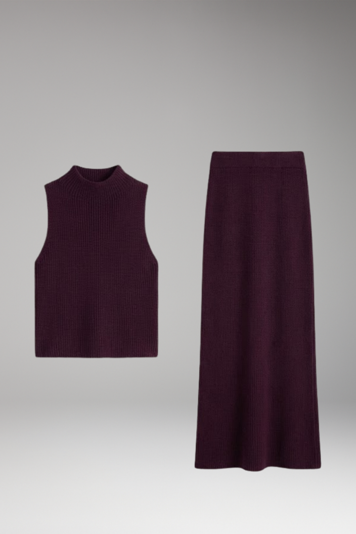 Women's Two-Piece Set with Sleeveless Top and Skirt