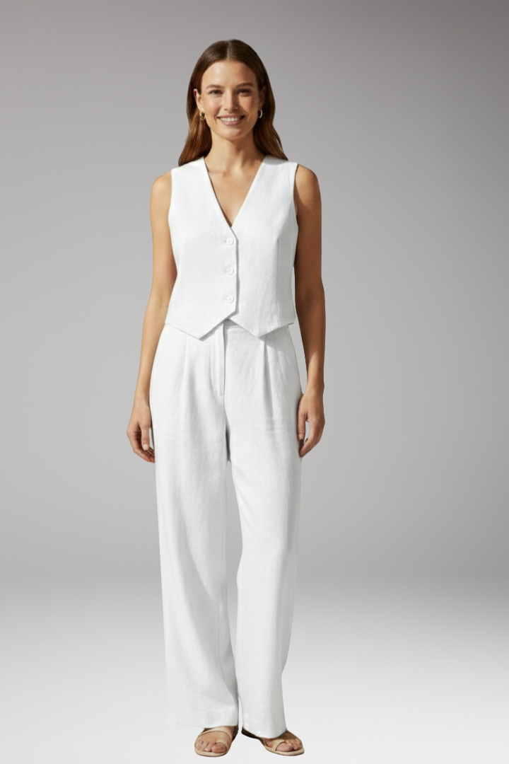 Women's Two-Piece Set with Sleeveless Vest and High-Waisted Trousers