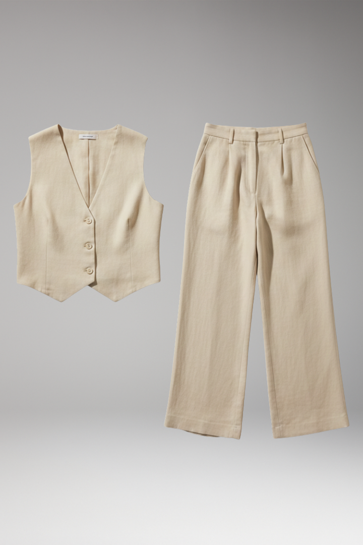 Women's Two-Piece Set with Sleeveless Vest and High-Waisted Trousers
