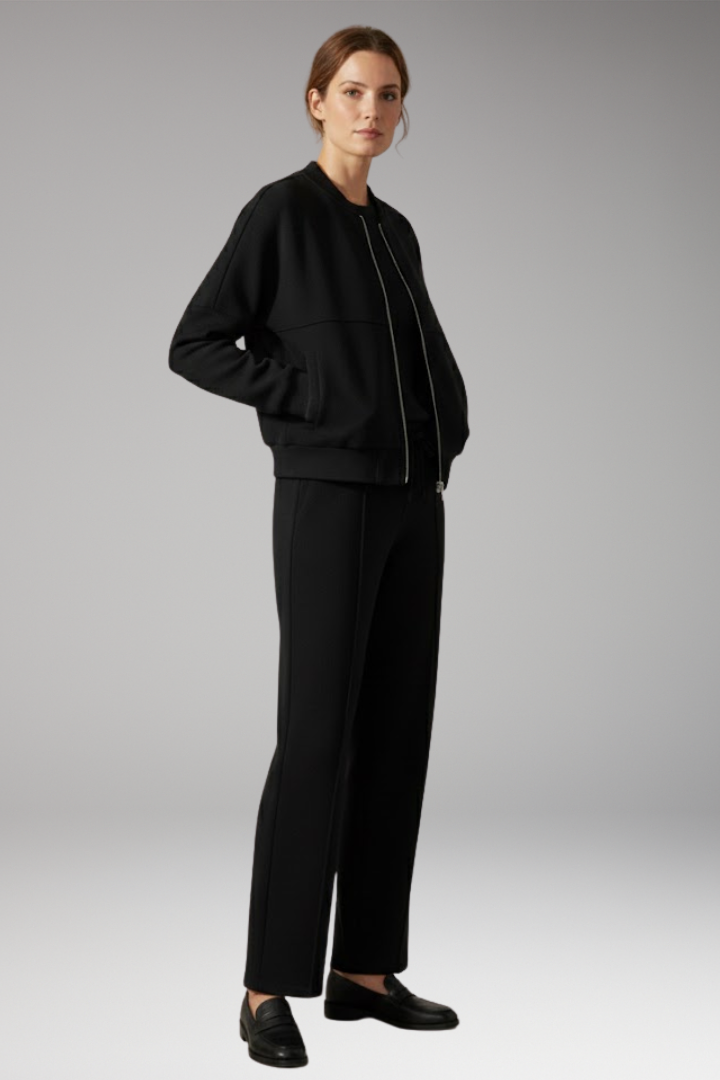 Women's Two-Piece Set with Zip Jacket and Straight-Leg Trousers