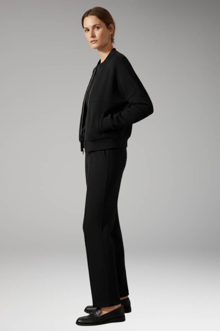 Women's Two-Piece Set with Zip Jacket and Straight-Leg Trousers