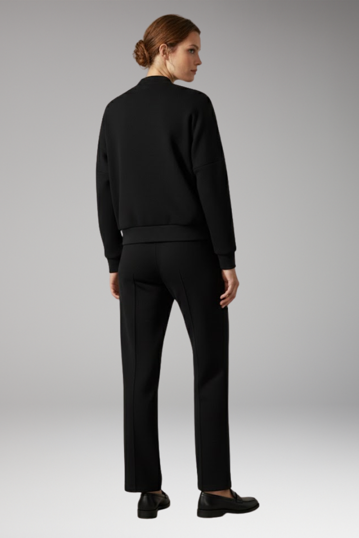 Women's Two-Piece Set with Zip Jacket and Straight-Leg Trousers