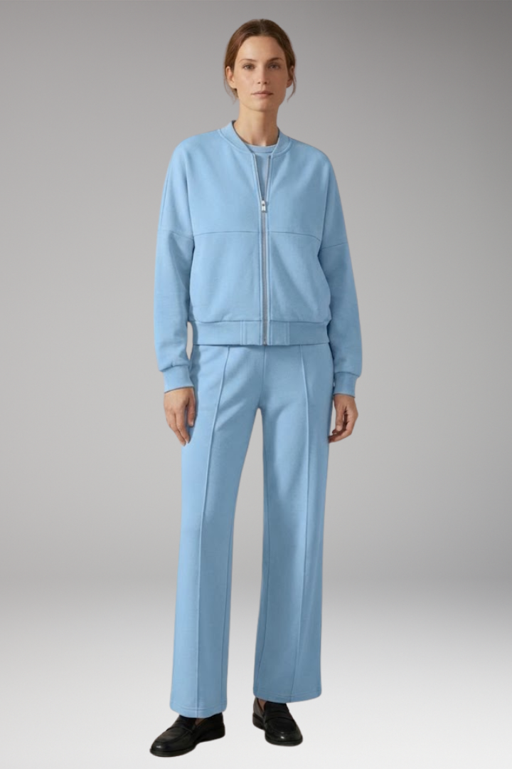 Women's Two-Piece Set with Zip Jacket and Straight-Leg Trousers
