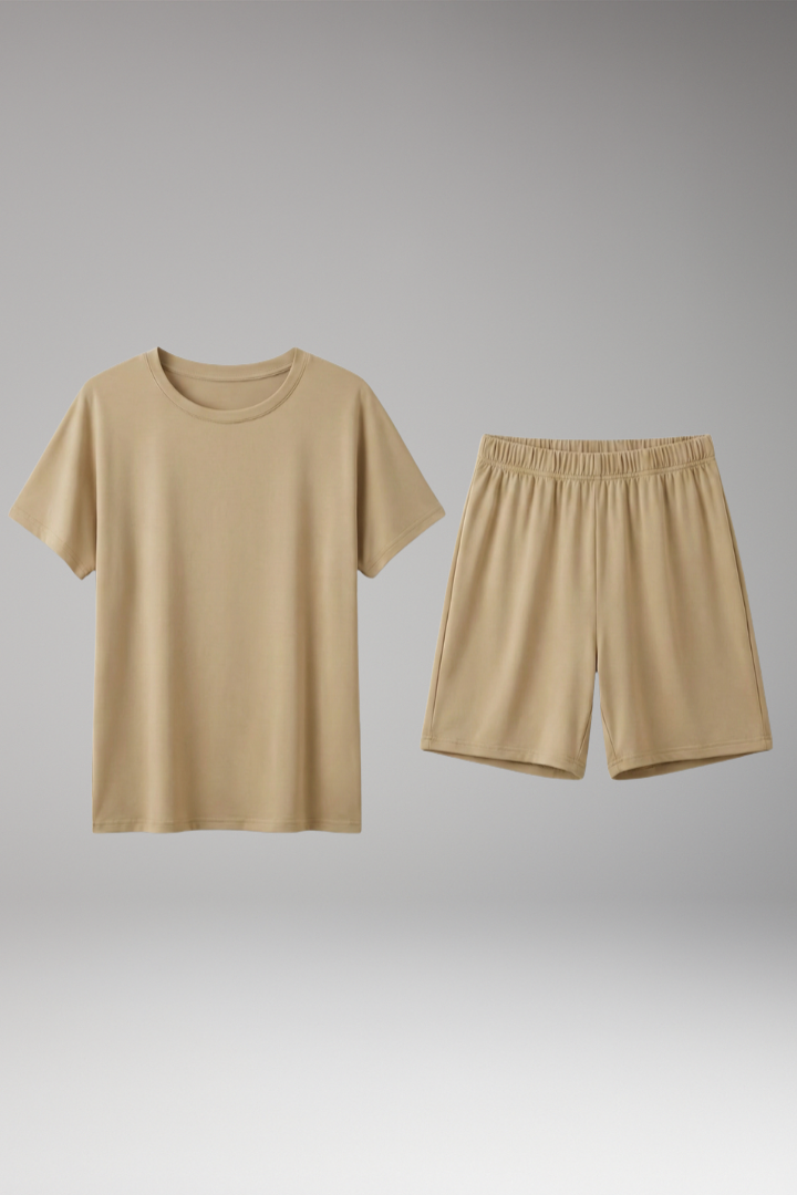 Women's Two Piece Set with Round Neck Top