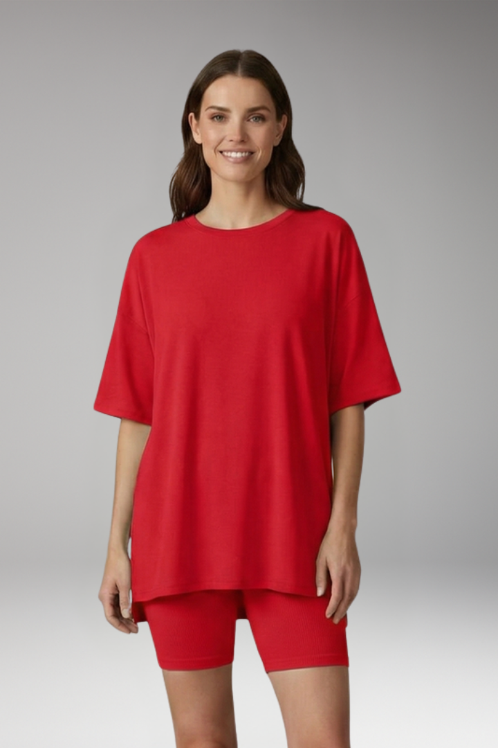 Women's Two Piece Set with Short Sleeve Top and Shorts