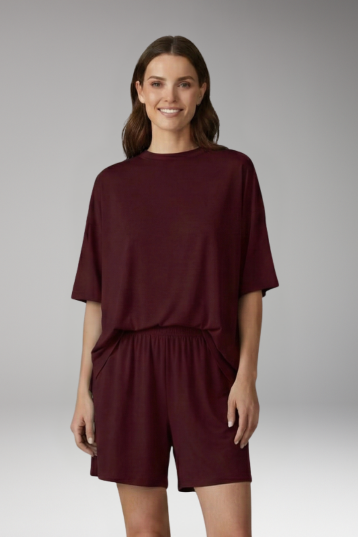 Women's Two Piece Set with Short Sleeve Top and Shorts