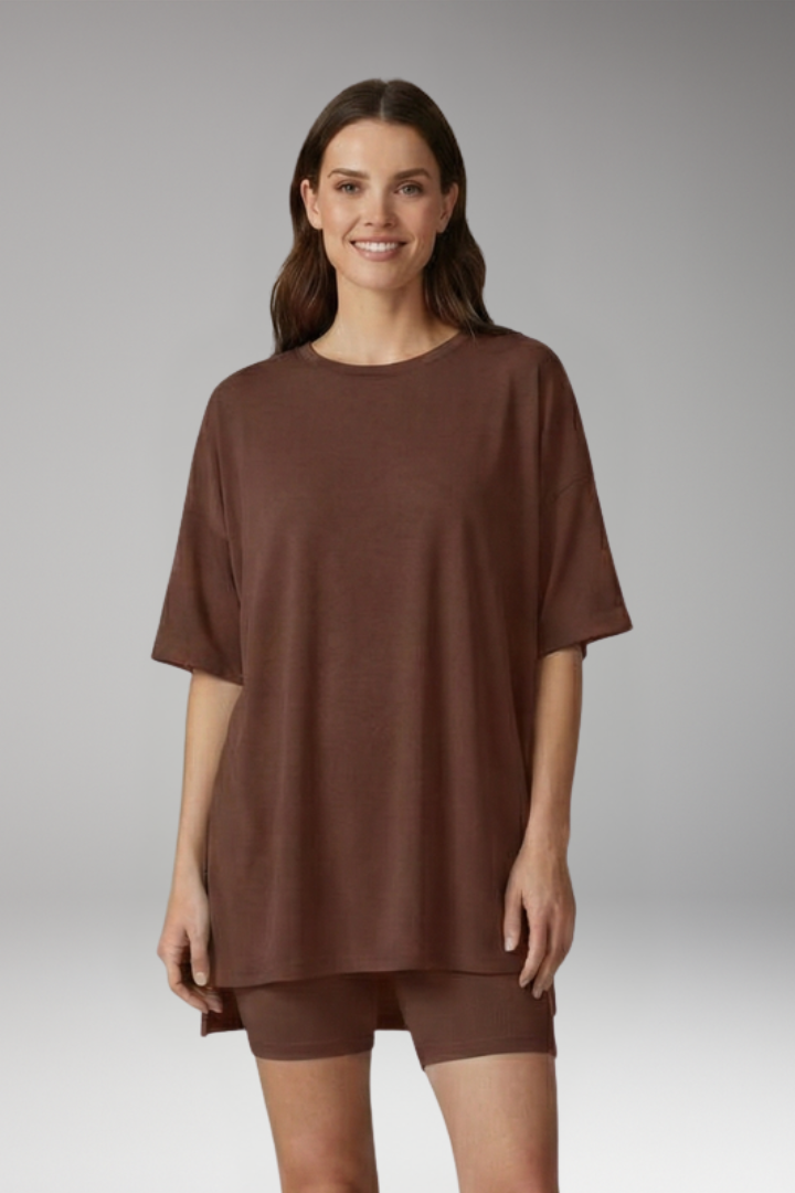 Women's Two Piece Set with Short Sleeve Top and Shorts