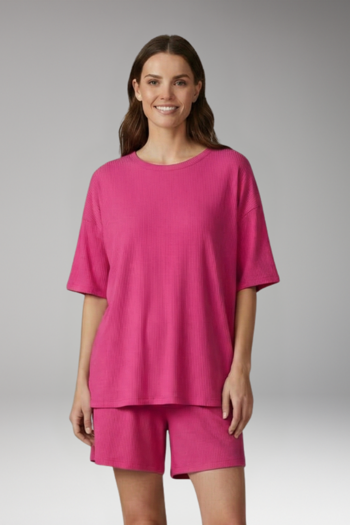 Women's Two Piece Set with Short Sleeve Top and Shorts
