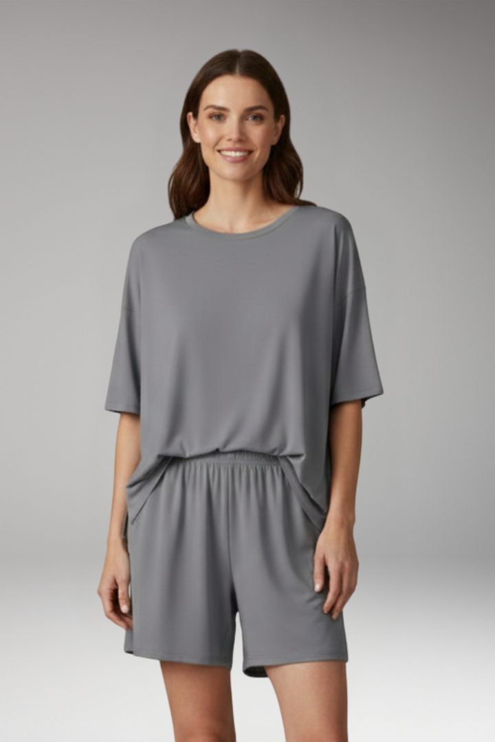 Women's Two Piece Set with Short Sleeve Top and Shorts