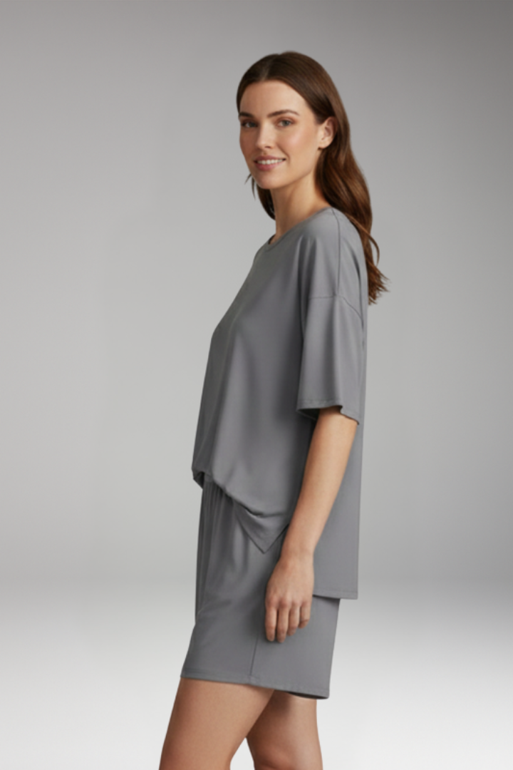 Women's Two Piece Set with Short Sleeve Top and Shorts