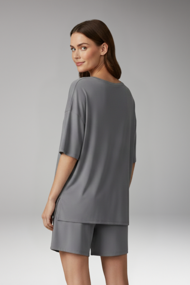 Women's Two Piece Set with Short Sleeve Top and Shorts