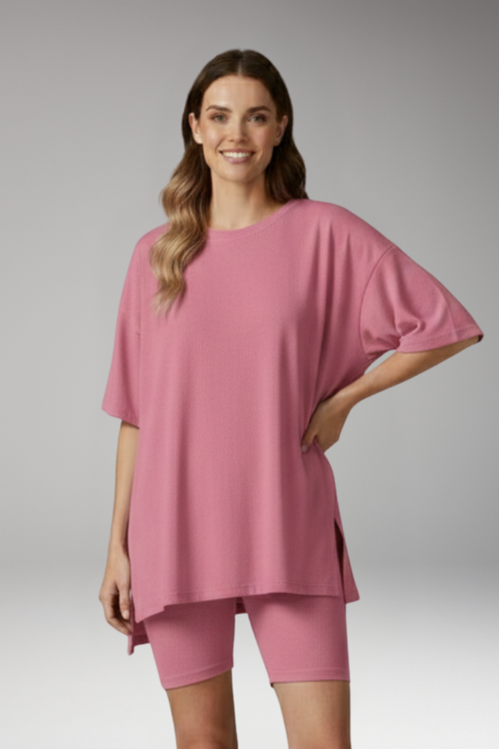 Women's Two Piece Set with Short Sleeve Top and Shorts