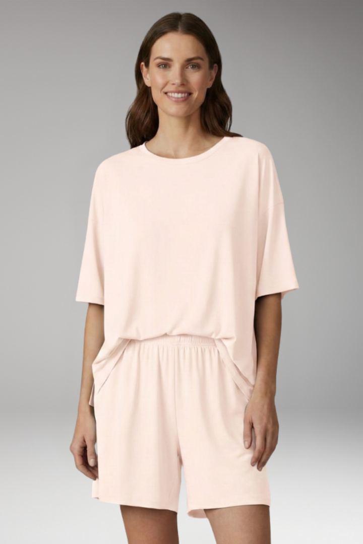 Women's Two Piece Set with Short Sleeve Top and Shorts