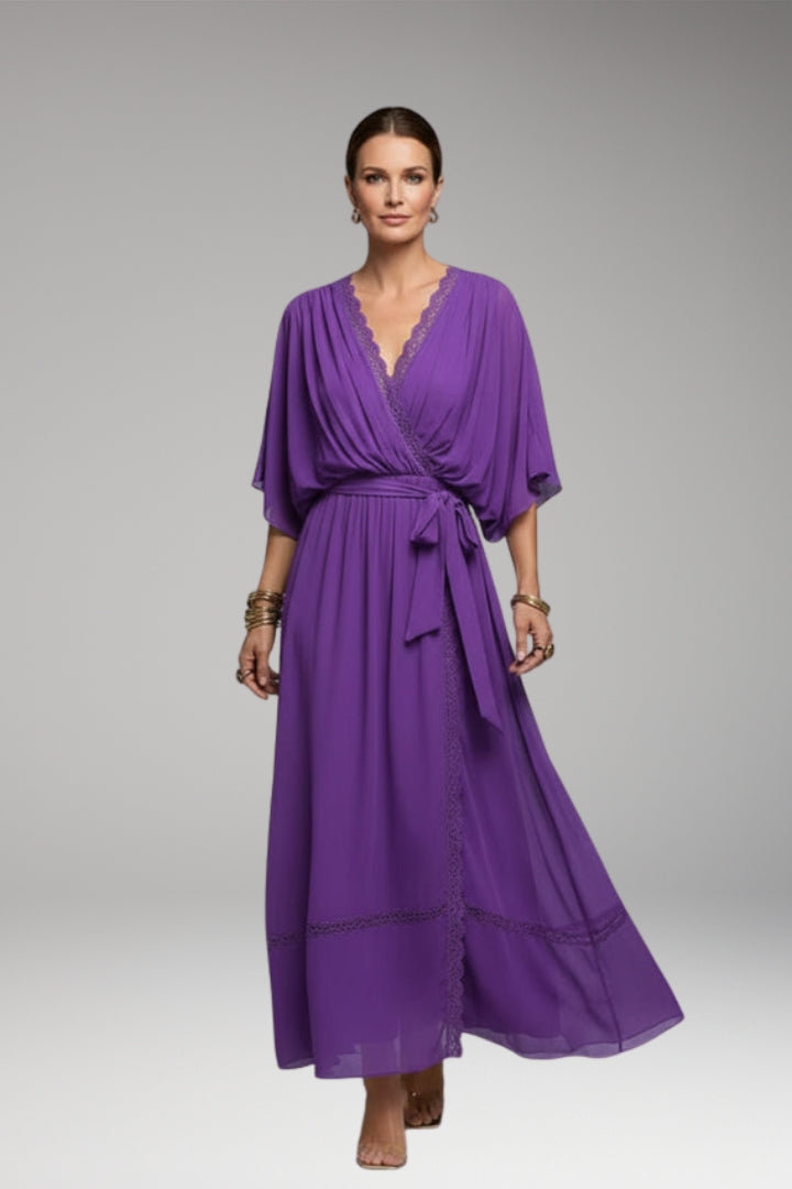Women's V-Neck Chiffon Dress with Elegant Design and Versatile Fit