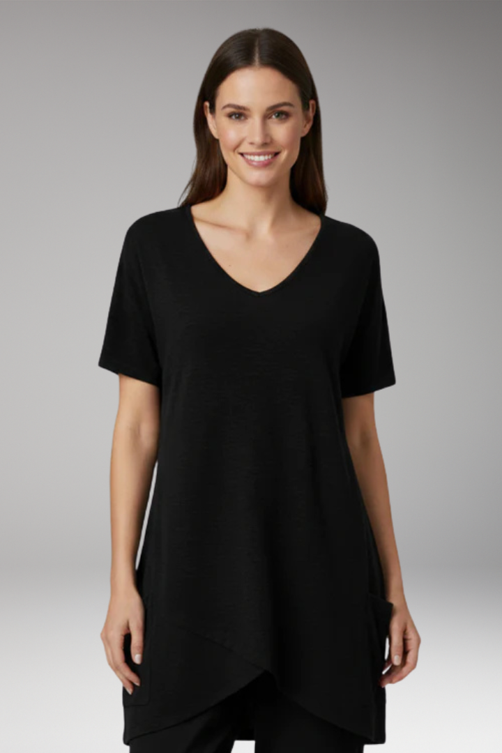 Women's V Neck T Shirt with Pockets and Short Sleeve