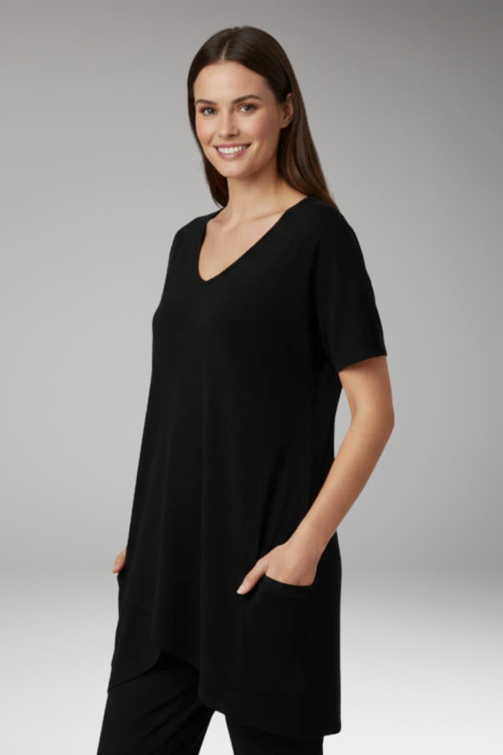 Women's V Neck T Shirt with Pockets and Short Sleeve