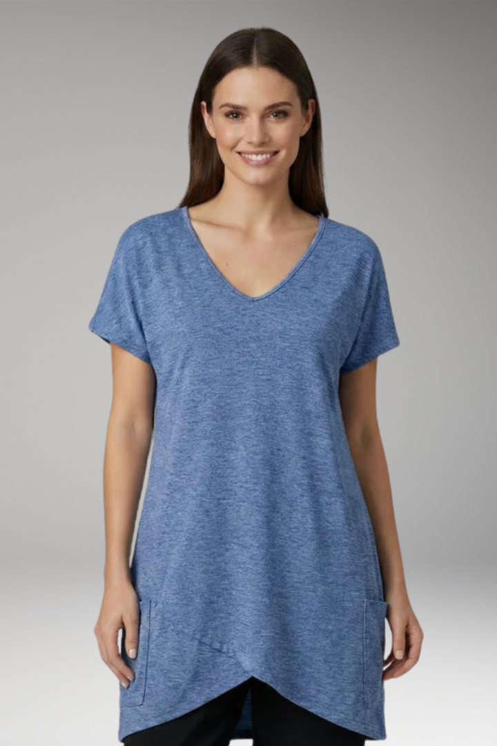 Women's V Neck T Shirt with Pockets and Short Sleeve