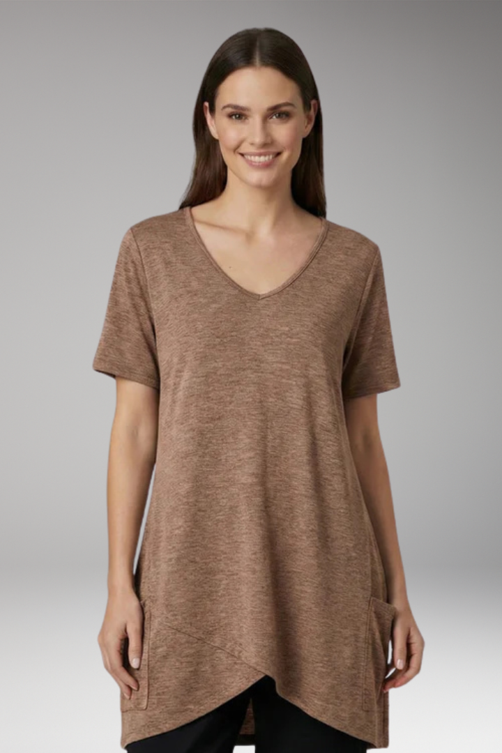 Women's V Neck T Shirt with Pockets and Short Sleeve