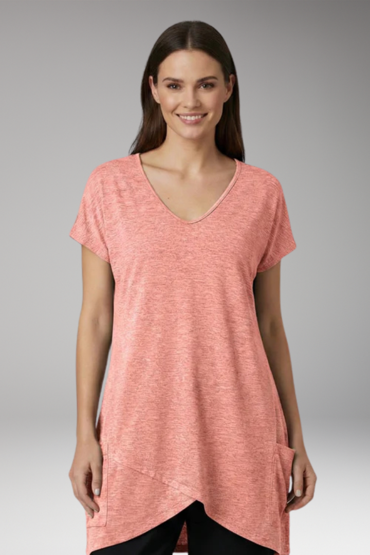 Women's V Neck T Shirt with Pockets and Short Sleeve