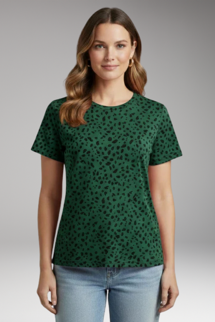 Women's V Neck T Shirt with Printed Surface