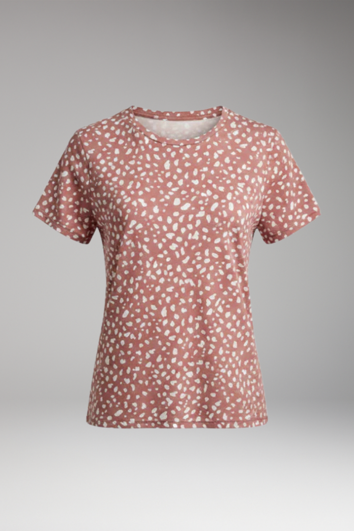 Women's V Neck T Shirt with Printed Surface