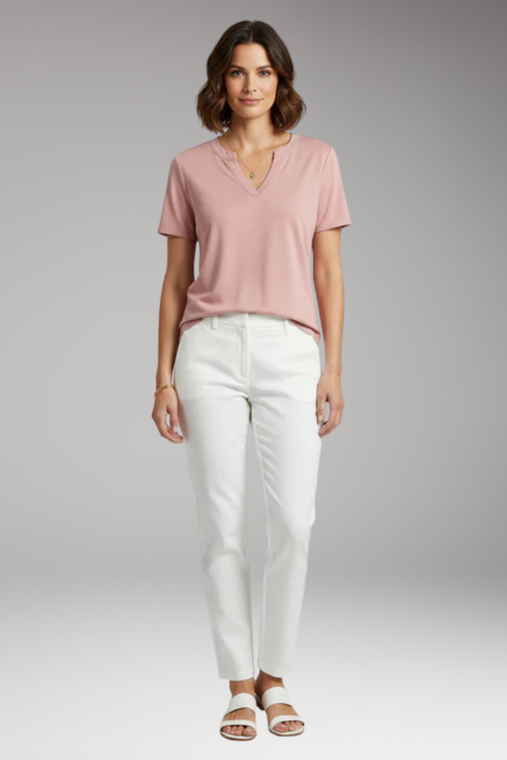 Women's V Neck T Shirt with Short Sleeves
