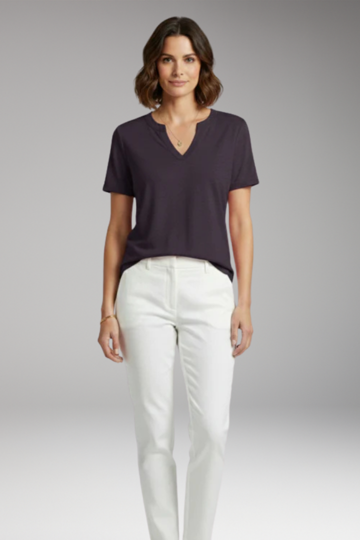 Women's V Neck T Shirt with Short Sleeves