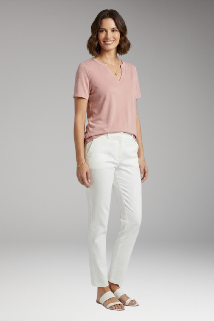 Women's V Neck T Shirt with Short Sleeves