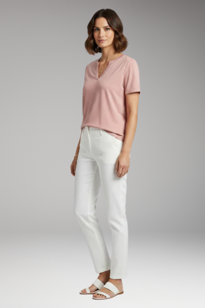 Women's V Neck T Shirt with Short Sleeves