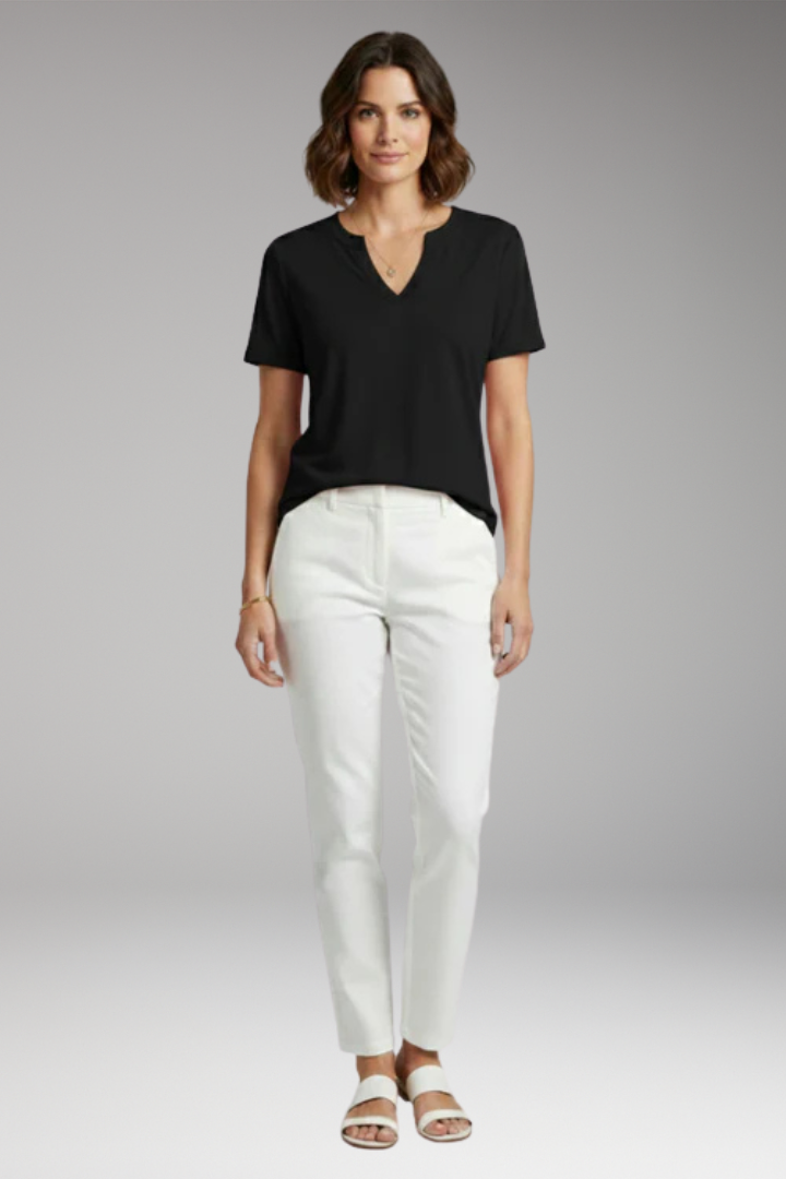 Women's V Neck T Shirt with Short Sleeves