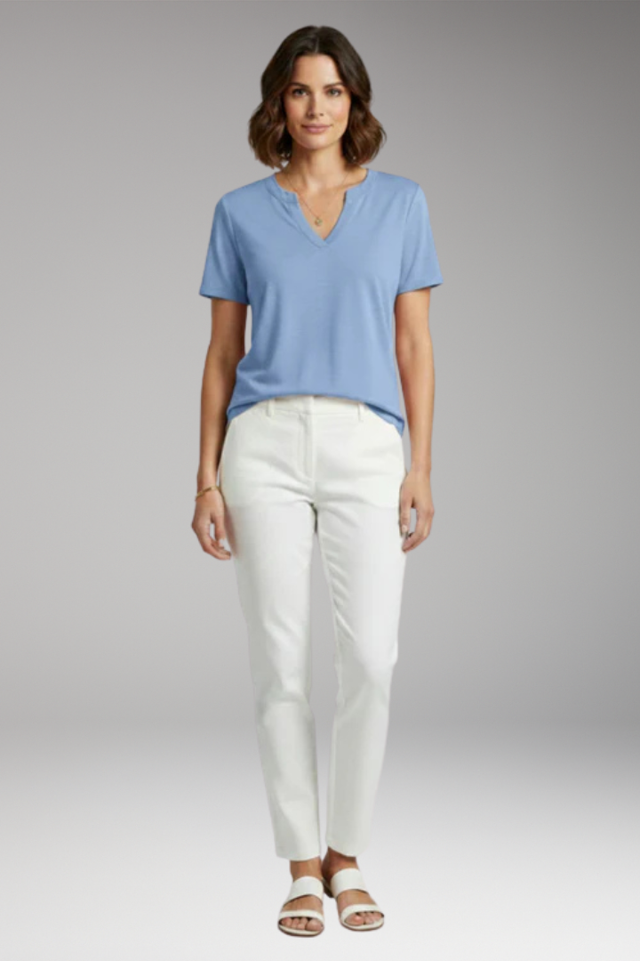 Women's V Neck T Shirt with Short Sleeves