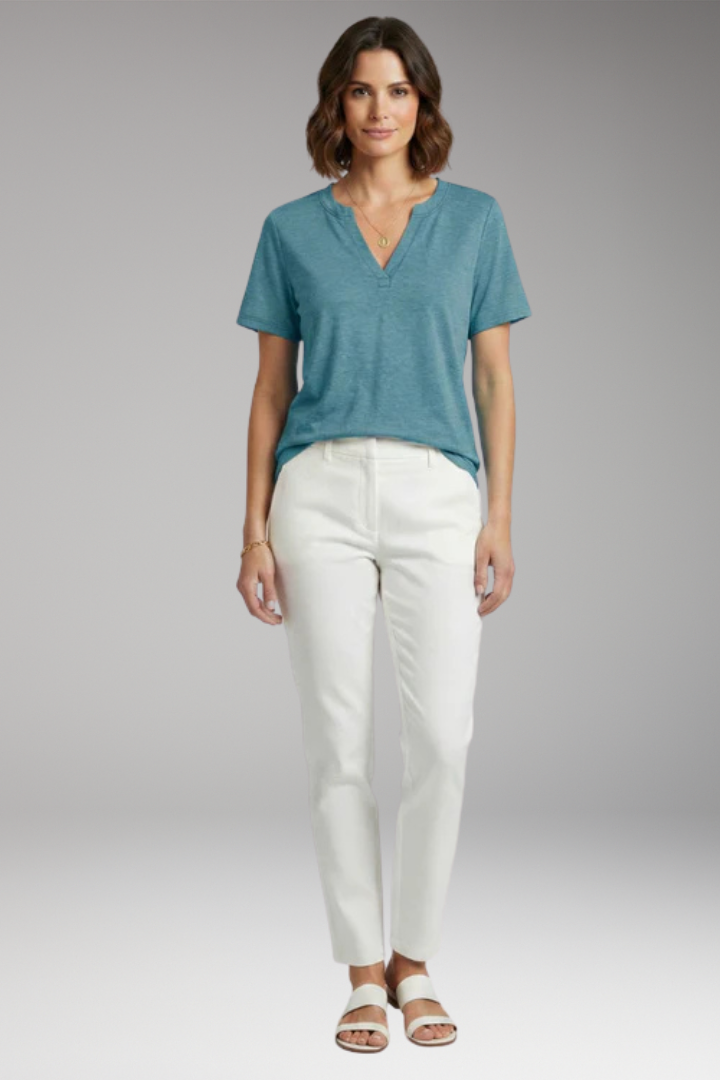 Women's V Neck T Shirt with Short Sleeves