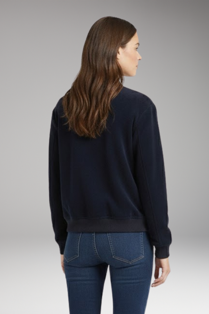 Women's Velvet Bomber Jacket with Front Zipper and Pockets