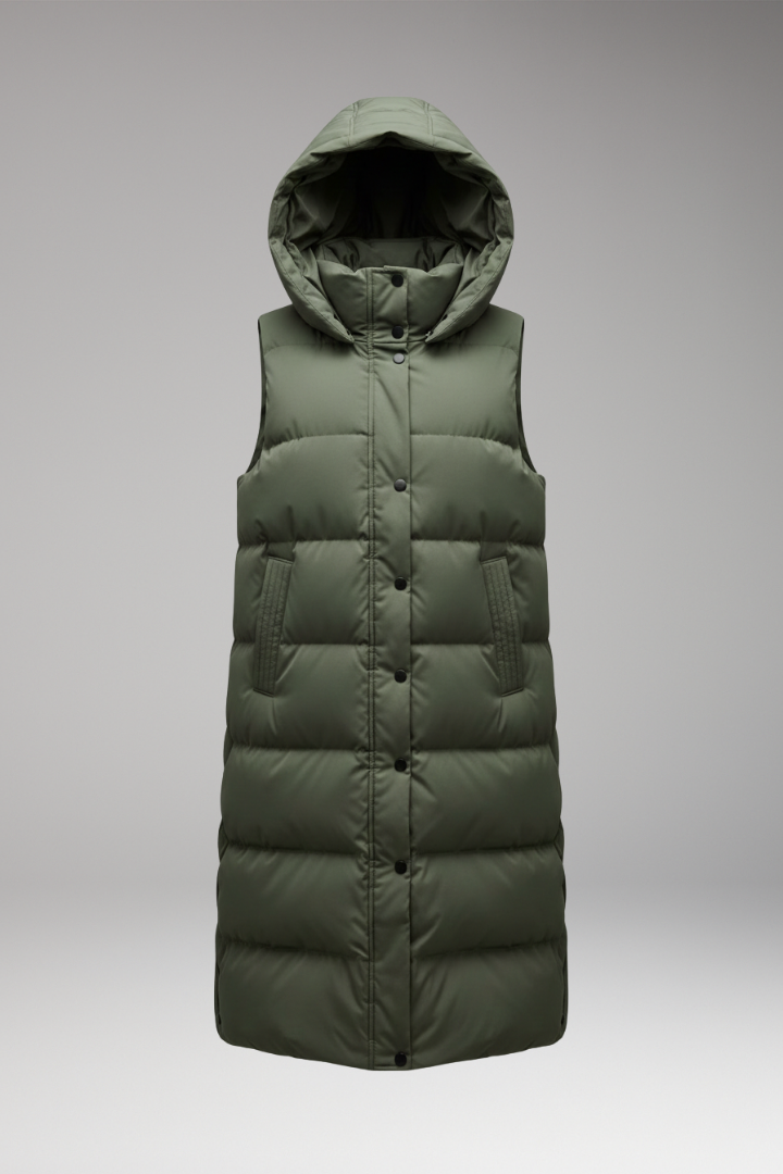 Women’s Vest with Hood and Quilted Surface