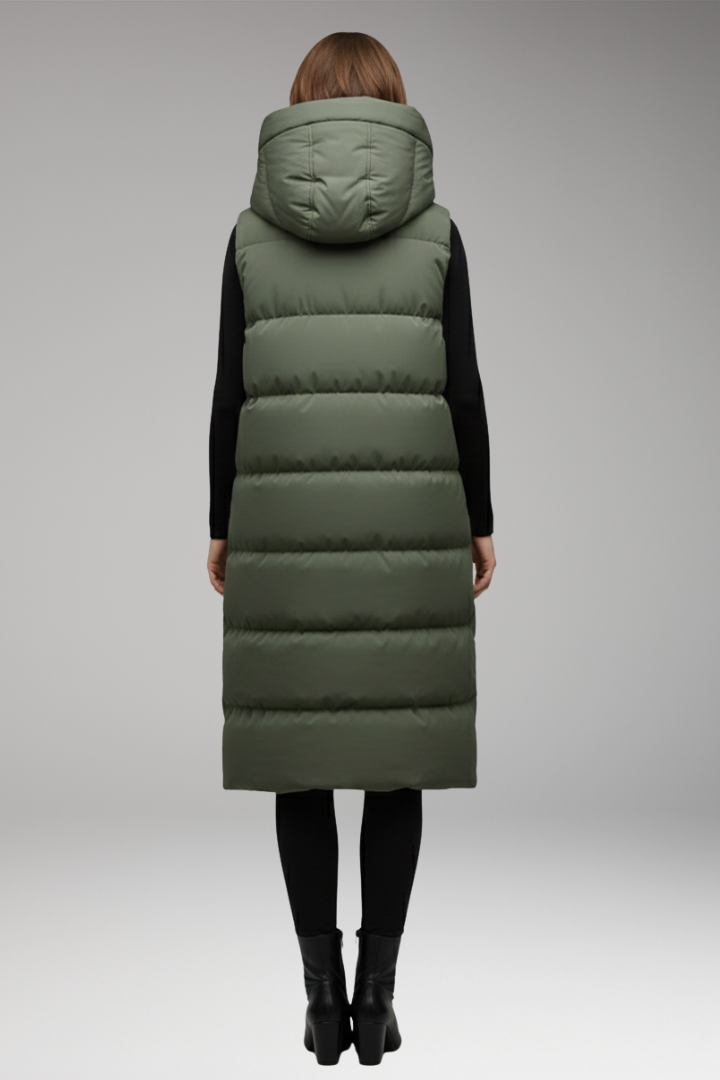 Women’s Vest with Hood and Quilted Surface