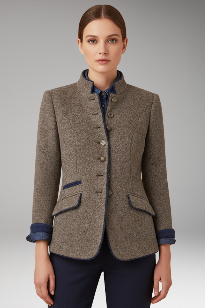 Women’s Vintage Inspired Blazer with Stand Up Collar