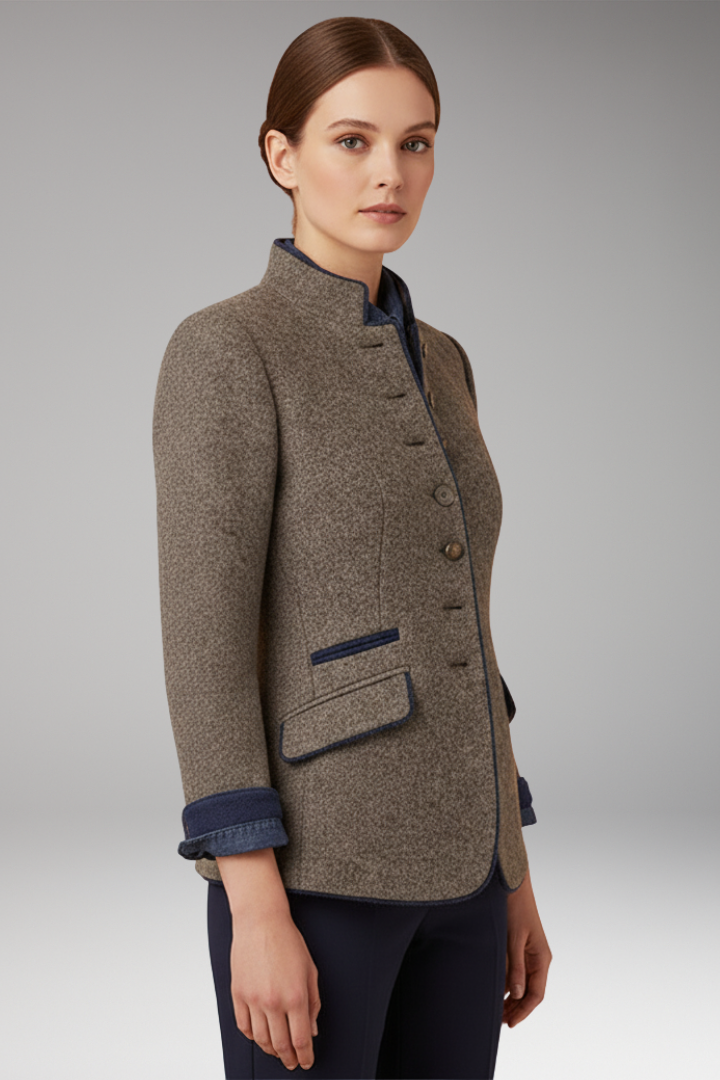 Women’s Vintage Inspired Blazer with Stand Up Collar