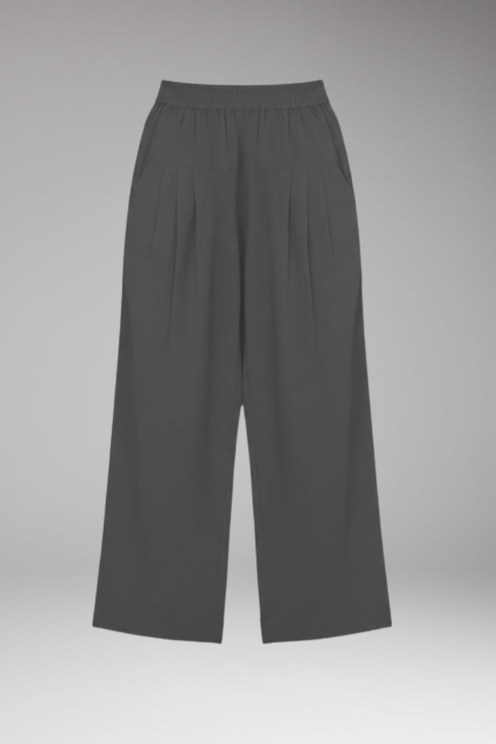 Women's Wide-Leg Trousers with Pleated Front and Side Pockets