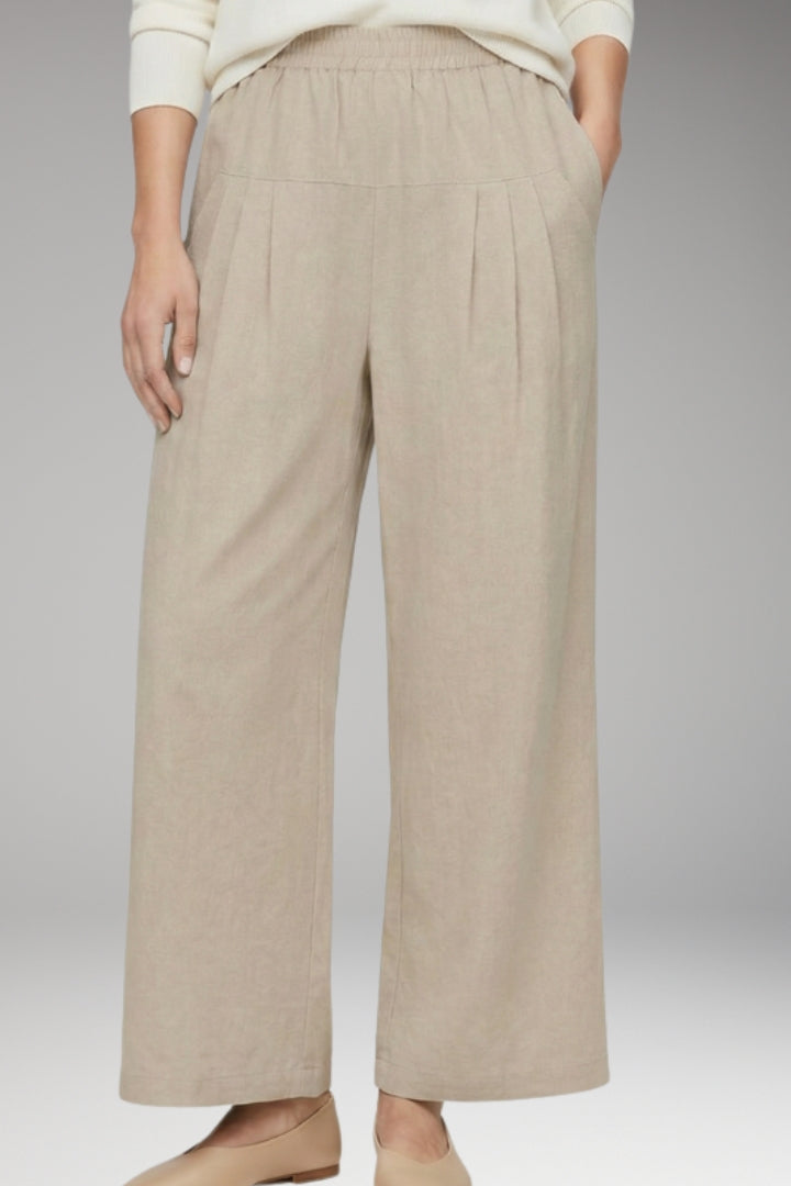 Women's Wide-Leg Trousers with Pleated Front and Side Pockets